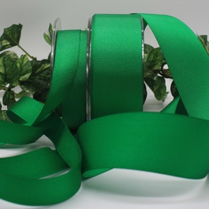 Green Grosgrain Ribbon 3/4&quot;- 1.5&quot; wide BY THE YARD