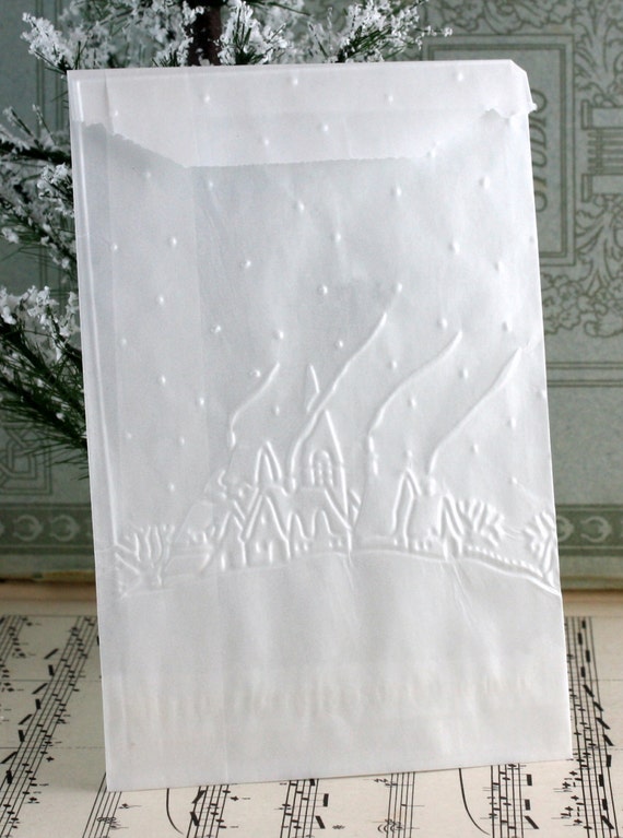 20 Snow Village Embossed Paper Bags Choice of Size/Style