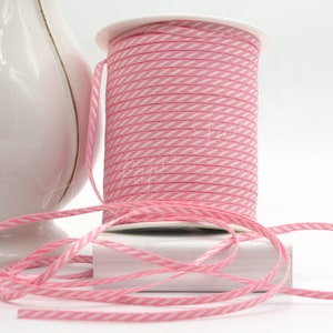 Pink/White Striped Ribbon 1/8" wide BY THE YARD