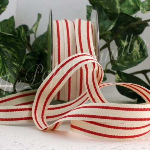 Black/ivory Striped Cotton Twill Ribbon 5/8 by the Yard Etsy