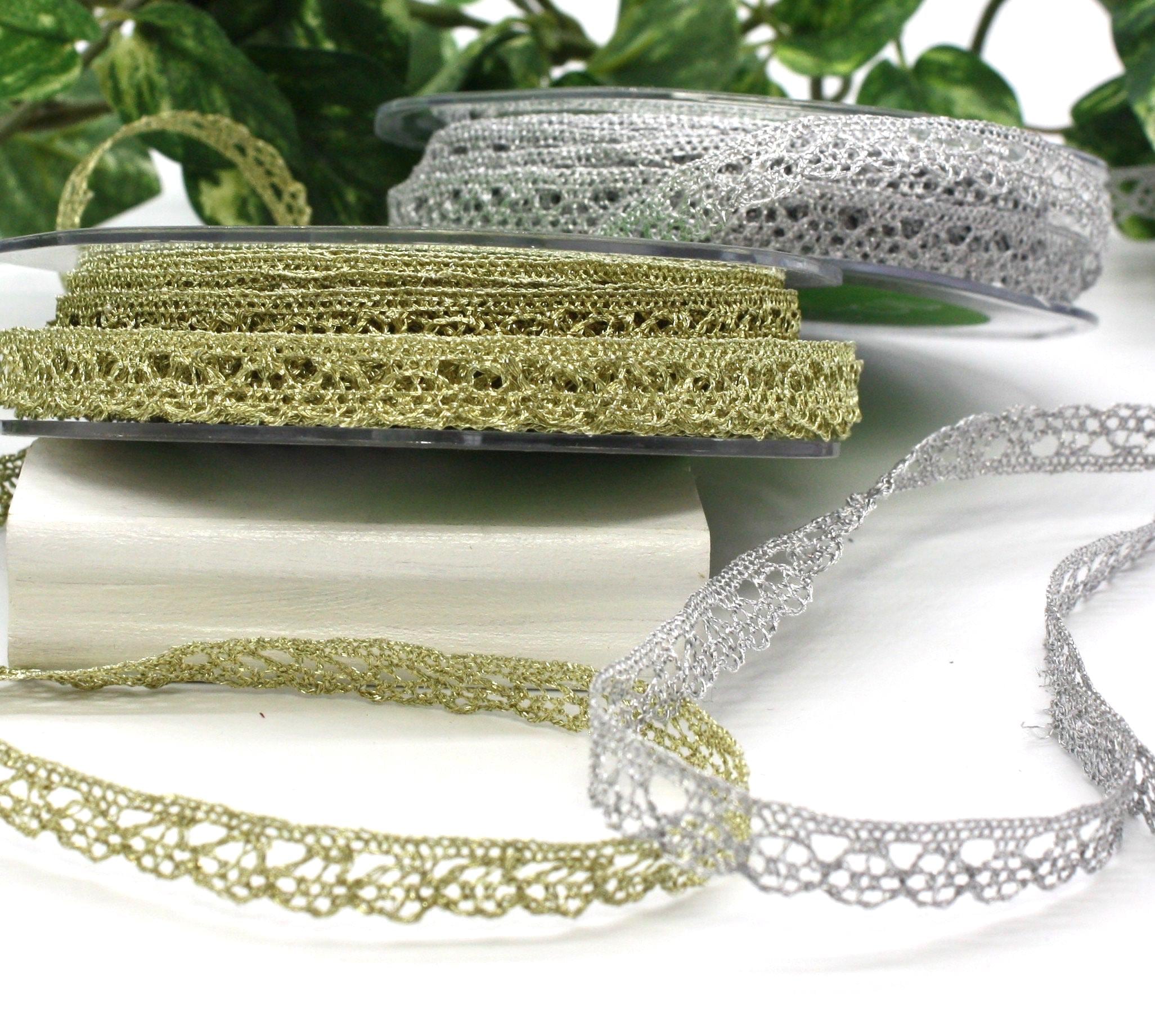 Gold or Silver Metallic Lace Ribbon 3/8