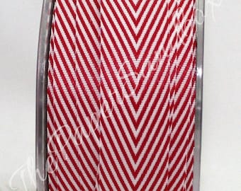 Red Chevron Ribbon 3/4” wide by the yard