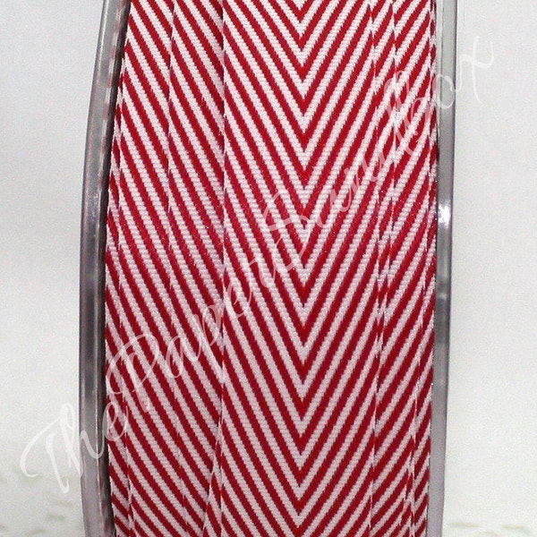 Red Chevron Ribbon 3/4” wide by the yard