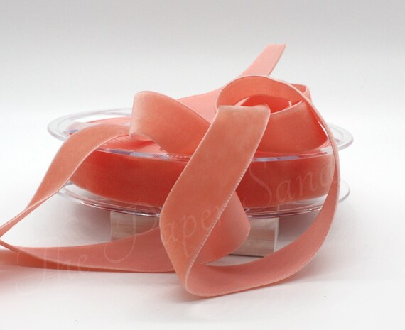 Coral tea Rose Velvet Ribbon 7 8 Wide BY THE YARD Etsy Ireland