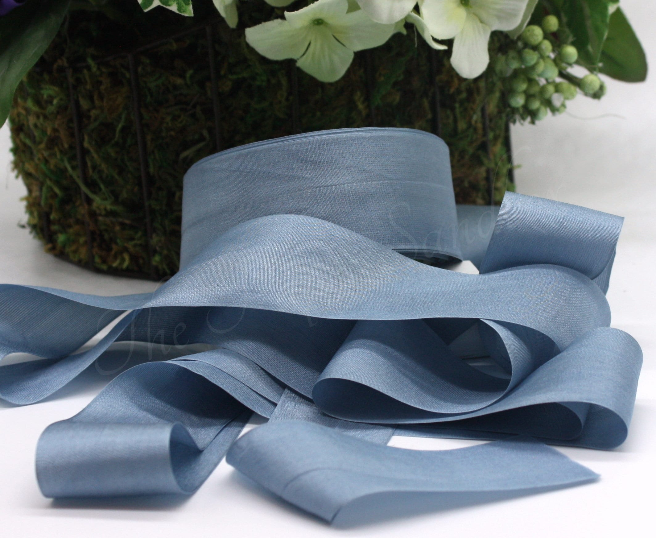 LIGHT DUSTY BLUE Ribbon Silk Velvet Ribbon Ocean Wedding