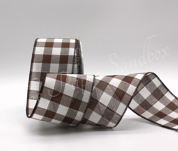 Gingham Ribbon Checkered Ribbon 1-Inch , 1-1/2-inch Wide Taffeta Plaid  Ribbon 5 Yard Long 100% Polyester Woven Edge