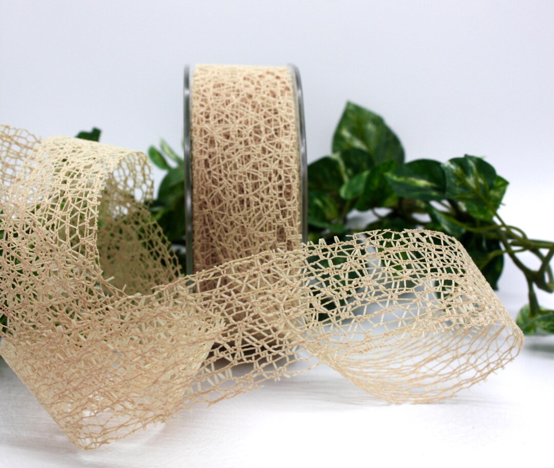 Beige Mesh Net Ribbon 1.5" Wide by the Yard - Etsy