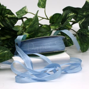 Cerulean Blue Silk Ribbon: Hand-Dyed, 1/4&quot;-1.25&quot; Wide