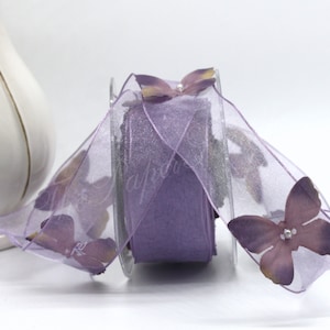 Dusty Lavender Wired Butterfly Ribbon 1.5 inches wide