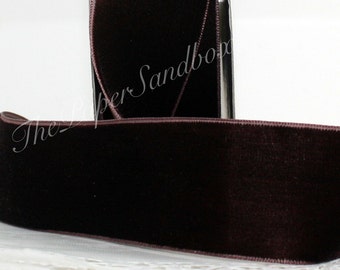 Brown Velvet Ribbon 1.5" wide BY THE YARD