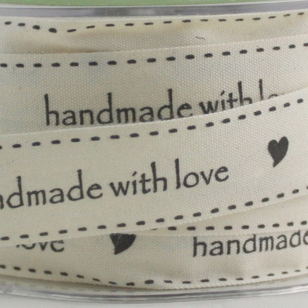 Handmade with Love Ribbon 3/4” wide by the yard