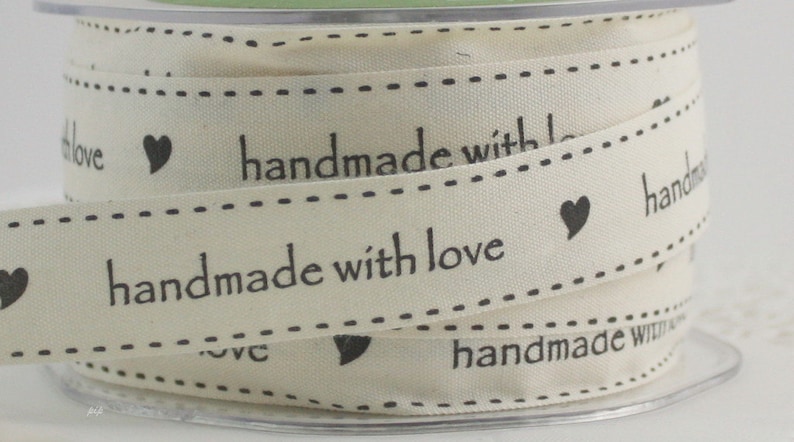 Handmade with Love Ribbon 3/4 wide by the yard image 1