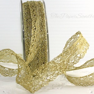 May Arts 3-Inch Wide Ribbon, Metallic Gold Net