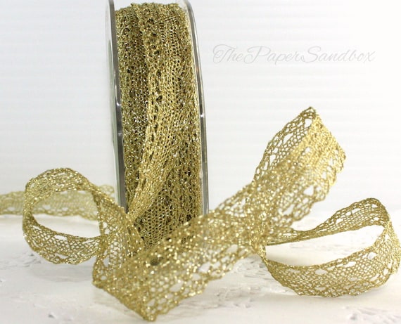 Gold Crochet Lace Ribbon 5 8wide by the yard Etsy Nederland