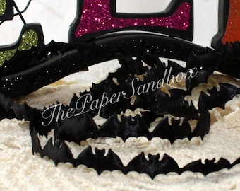 Black Bat Ribbon Trim 3/4&quot; wide