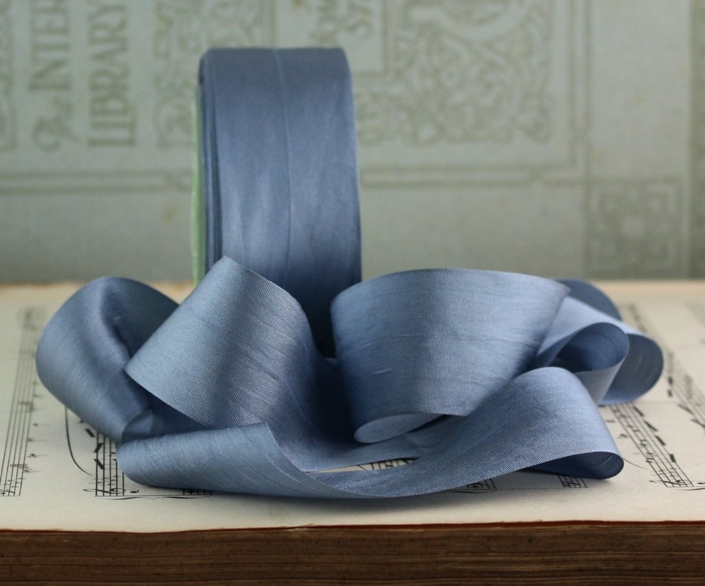 Dusty Blue Silk Ribbon 1.25 Wide -  Israel
