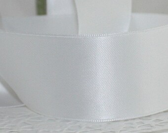 White Satin Ribbon 1.5” wide by the yard, Double Faced Swiss Satin