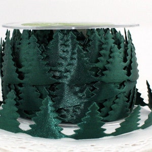 Green Pine Tree Ribbon 1” wide BY THE YARD