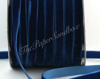 Sapphire Blue Velvet Ribbon 3/8” wide by the yard