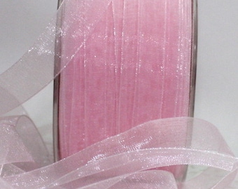 2 yards Sheer Pink Chiffon Ribbon 5/8 inch wide