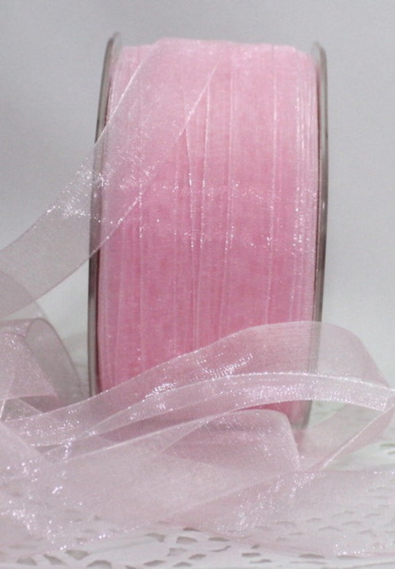 2 yards Sheer Pink Chiffon Ribbon 5/8 inch wide