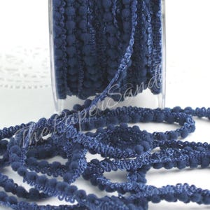 Blue Mini Pom Pom Trim 1/8&quot; by the yard, Blue Pom Pom Fringe