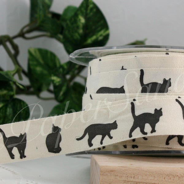 Cat Printed Ribbon 3/4” wide by the yard, Cat Ribbon