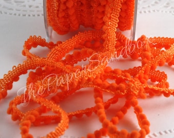 Orange Mini Pom Pom Trim 1/8” wide BY THE YARD