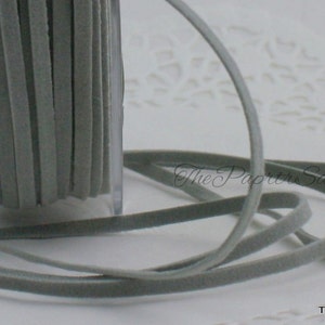 Gray Flat Faux Suede Cord 1/8&quot; wide BY THE YARD