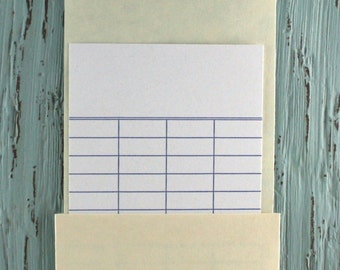 High Back Library Card Pockets, Library Book Pockets 3.5 x 6.25, Plain or Peel & Stick