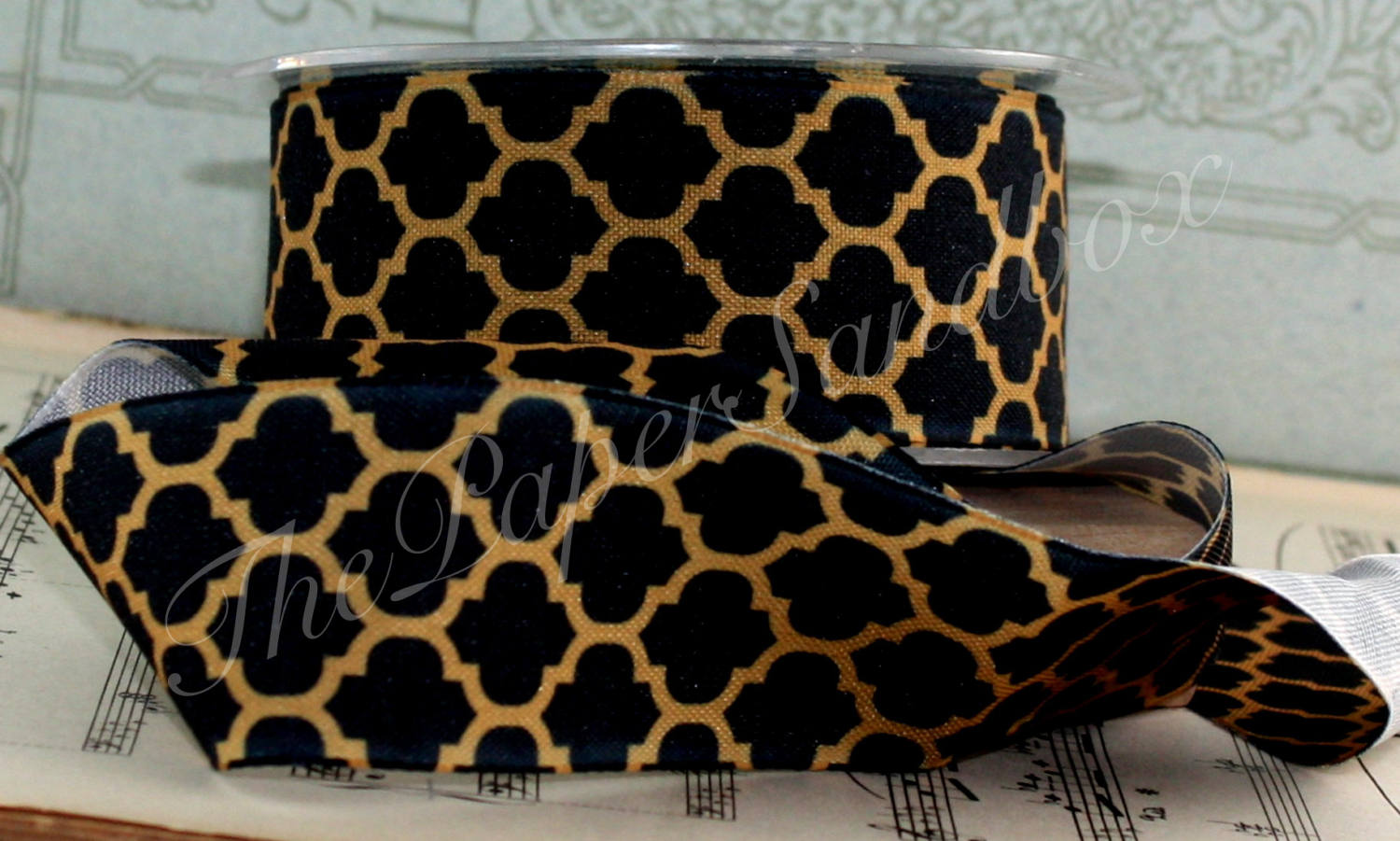 Gray and Ivory Art Deco Ribbon 1.5 wide BY THE YARD | Etsy