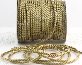 Matte Gold Braided Cord 2mm wide BY THE YARD