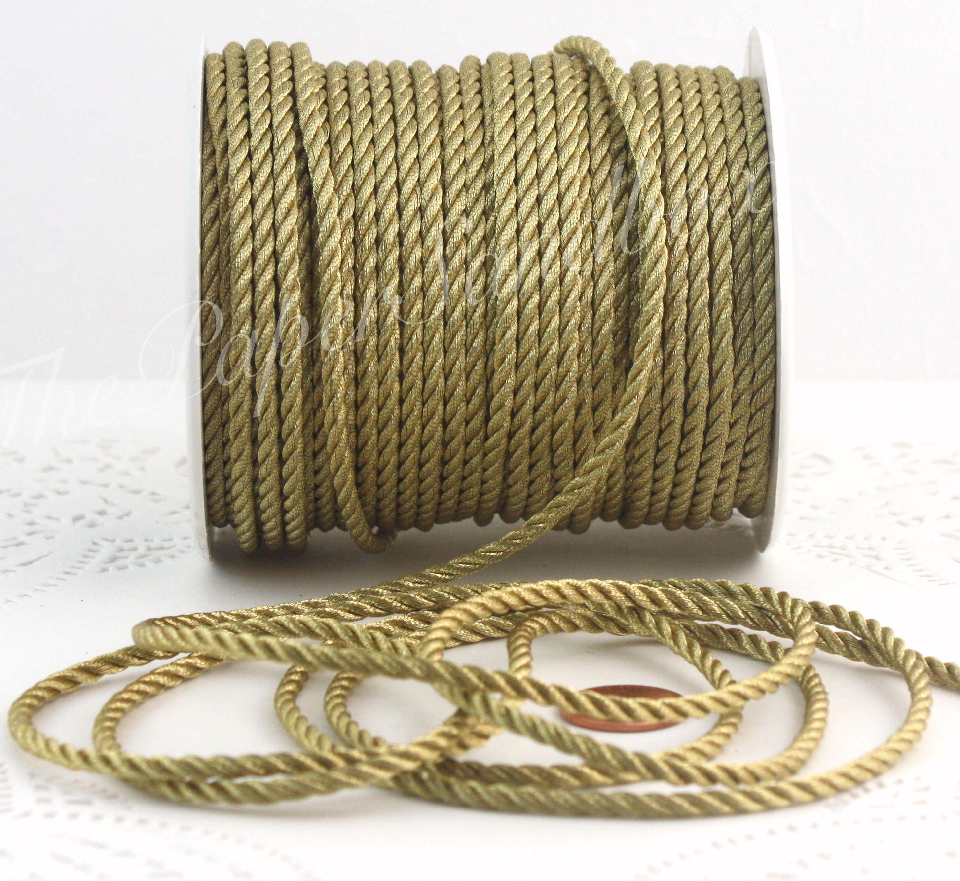 10 yards Gold Metallic Twisted Cord, 1mm Cord