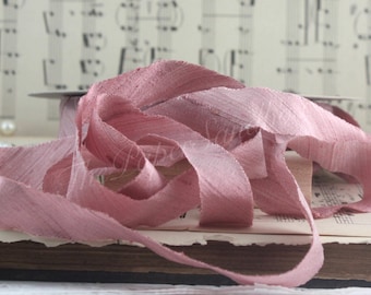 Dusty Rose Dupioni Silk Ribbon 3/4" wide by the yard