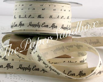 Happily Ever After Printed Twill Ribbon 1/2” wide by the yard