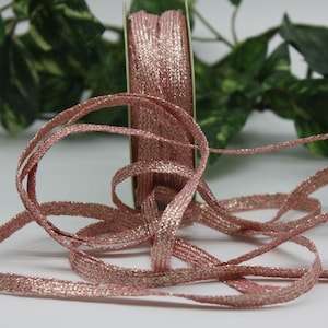 Rose Gold Metallic Flat Braided Trim 3/16&quot; wide BY THE YARD