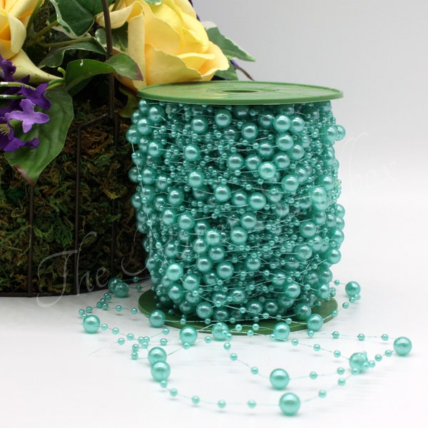 Teal Pearl Garland, Beads by the yard, Teal Bead Garland