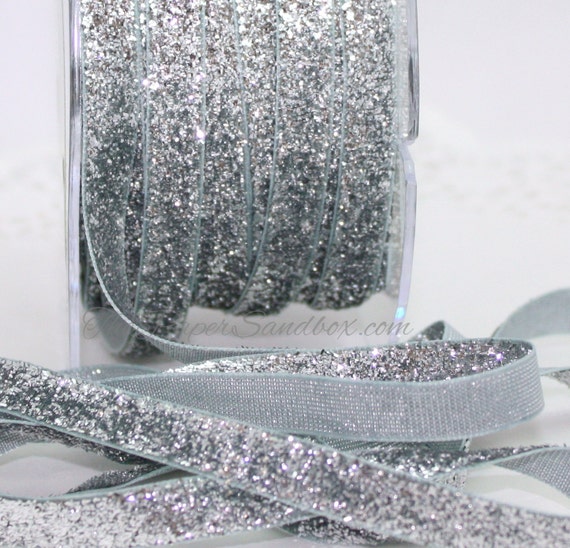 Silver Glitter Ribbon 3/8 Wide BY THE YARD | Etsy