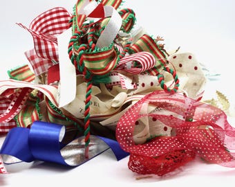Christmas Ribbon Scrap Bundle, Christmas Grab Bag 2025