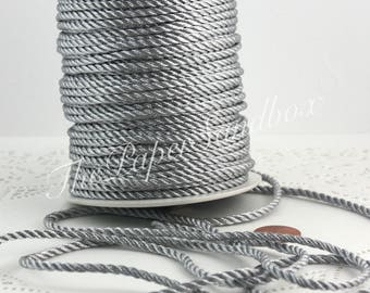 2mm Silver Rope Cord by the yard, Metallic Cord