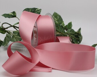 Dusty Rose Satin Ribbon 1.5" wide by the yard, Double Faced Swiss Satin