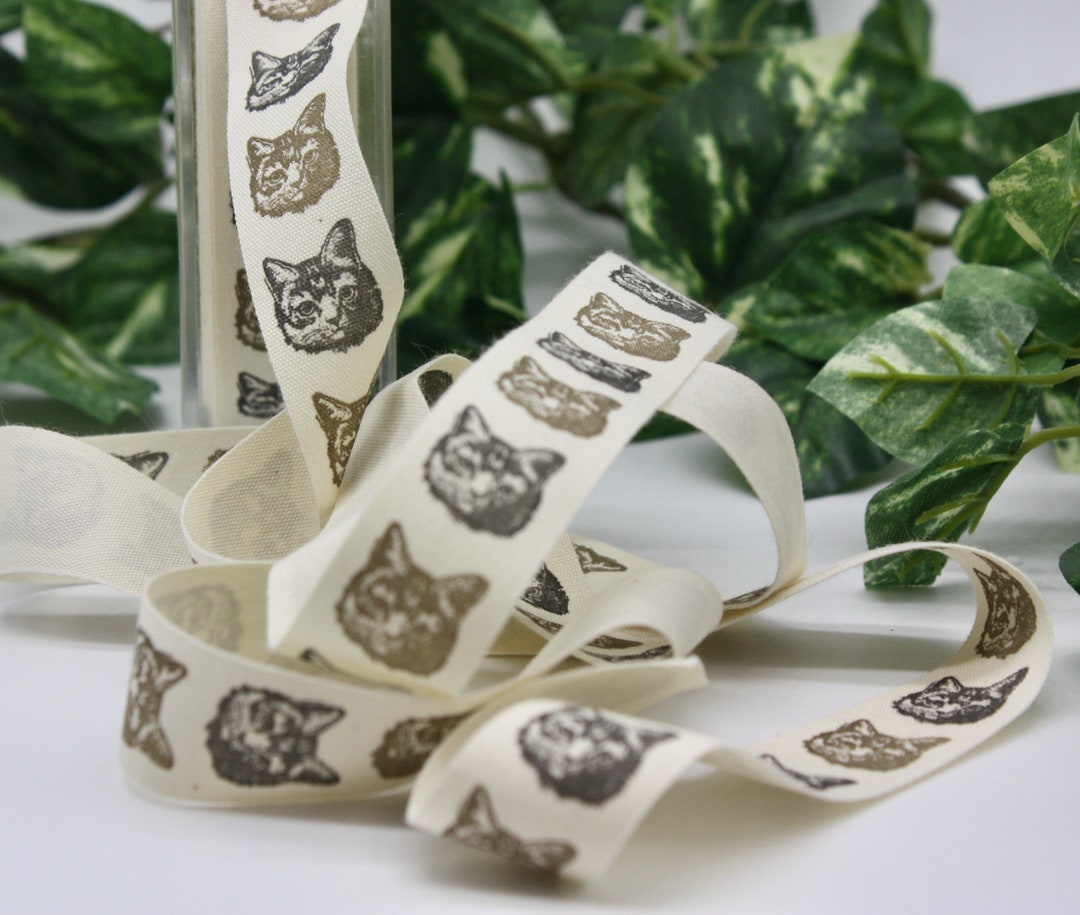 Cat Patterned Cotton Ribbon 3/4