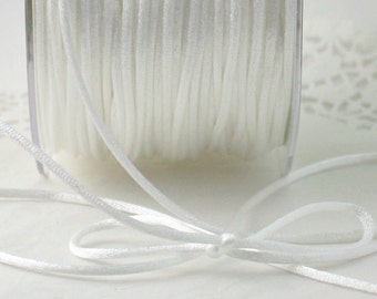 White Satin Necklace Cord 1/8" wide