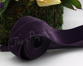 Eggplant Velvet Ribbon 1.5” wide BY THE YARD