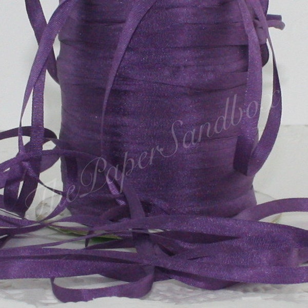 2 yards Purple Silk Ribbon 1/8” wide, Hand Dyed Silk, Pantone Radiant Orchid