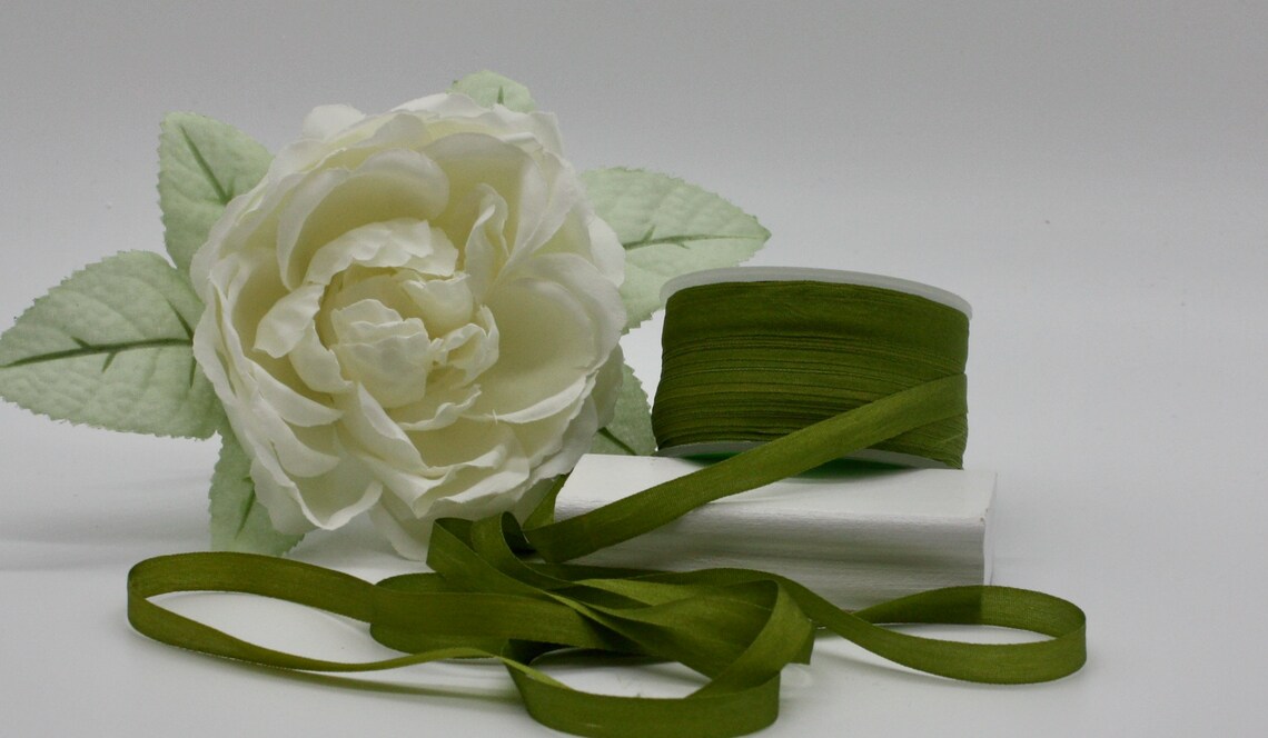Moss Green Silk Ribbon 1.25 Wide by the Yard Etsy