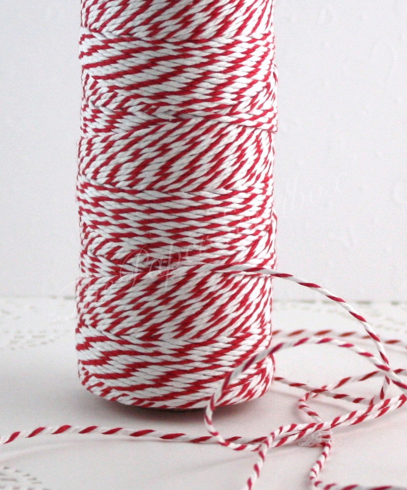 Red/White Baker's Twine 10 yards, Red Cotton Twine image 1