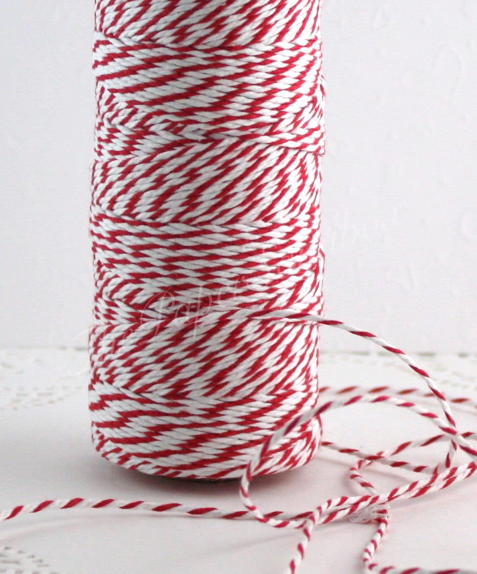 10m Christmas Bakers Twine Cotton String Gift Wrap Tags Presents  Decorations, Red and White 