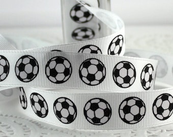 Soccer Ball Printed Ribbon 3/4" wide BY THE YARD