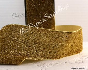 Gold Glitter Velvet Ribbon, 1.5" Wide, Sparkly Ribbon By The Yard